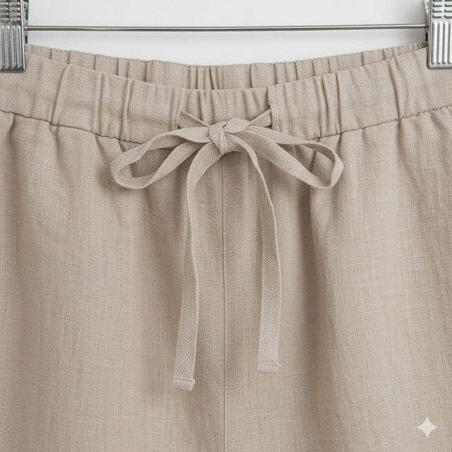 Beige Linen Shorts - Image 2