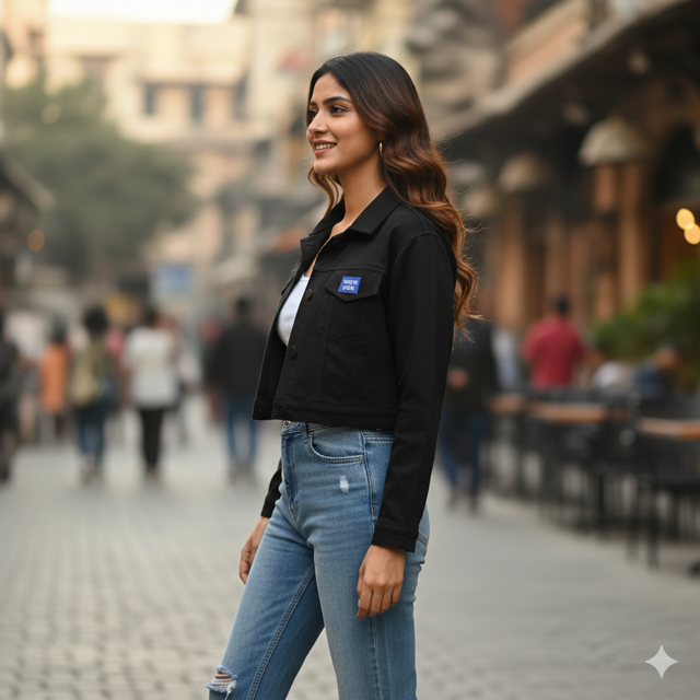 Black Crop Jacket - Image 2