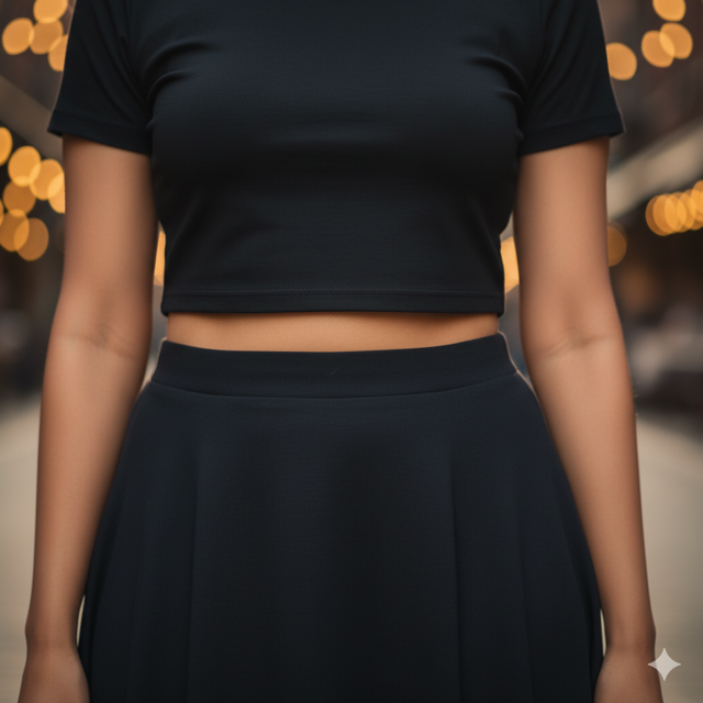 Black Crop & Skirt Set - Image 3