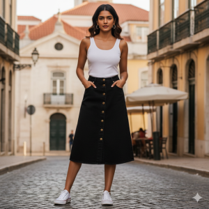 Black Denim Skirt
