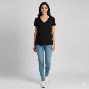 Black V-Neck Essential Tee