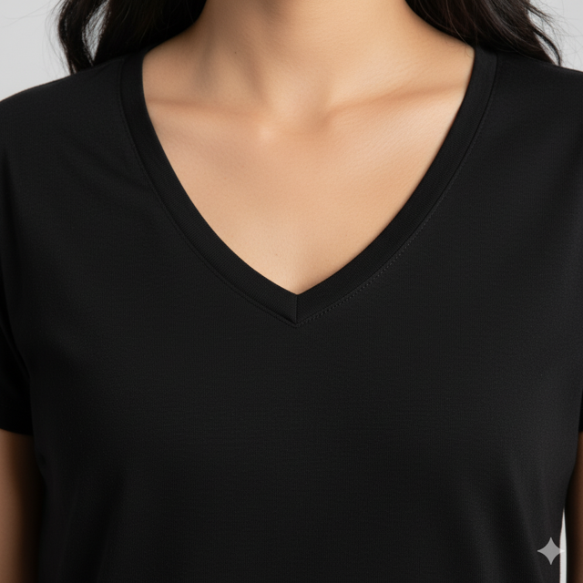 Black V-Neck Essential Tee - Image 4