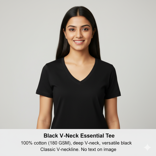 Black V-Neck Essential Tee - Image 3