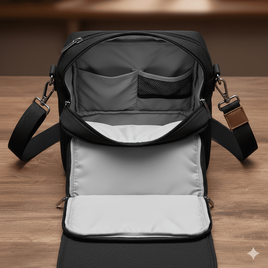 Men's Printed Crossbody Bag - Black - Image 3