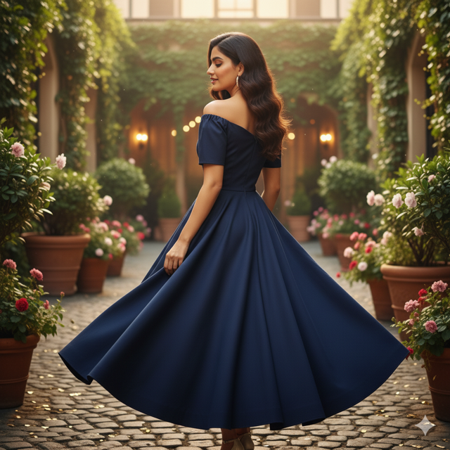 Blue Fit & Flare Dress - Image 2