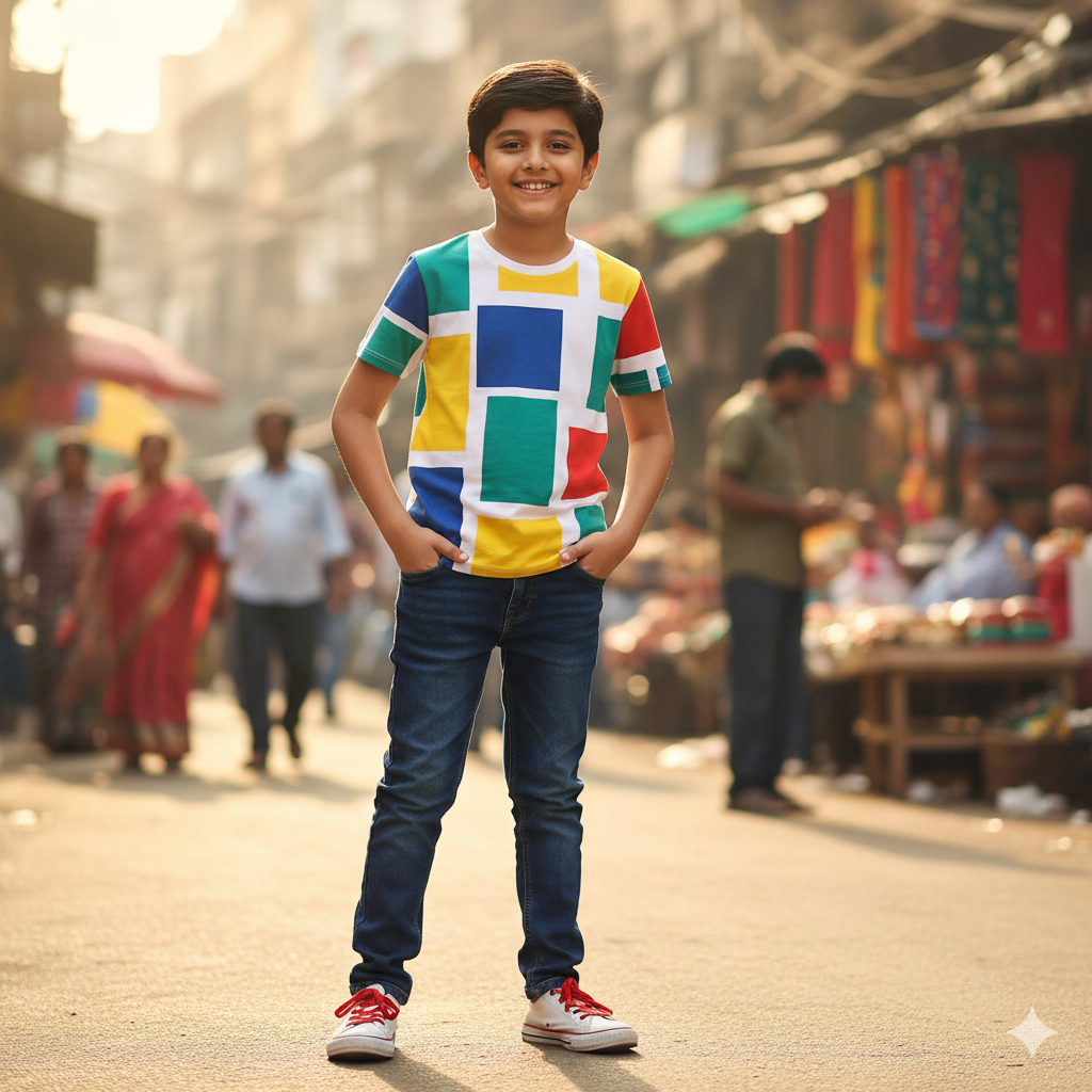 Boys' Geometric Block T-Shirt (7 Years) - Image 4