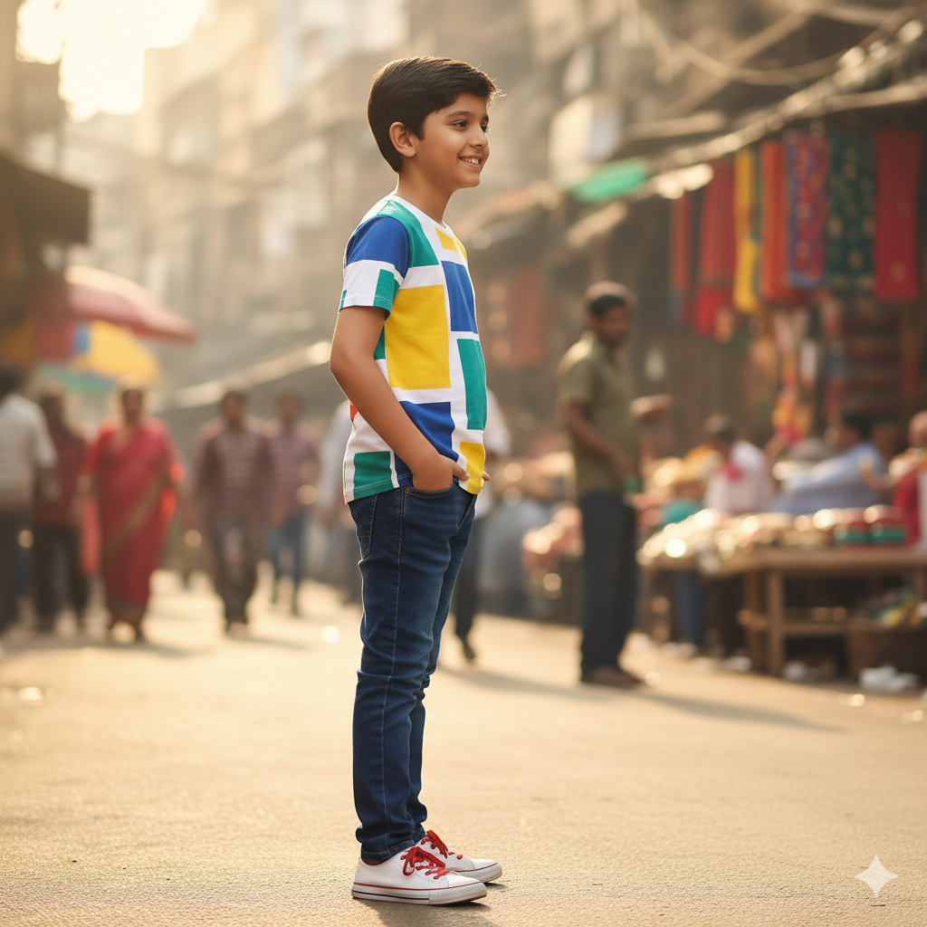 Boys' Geometric Block T-Shirt (7 Years) - Image 3