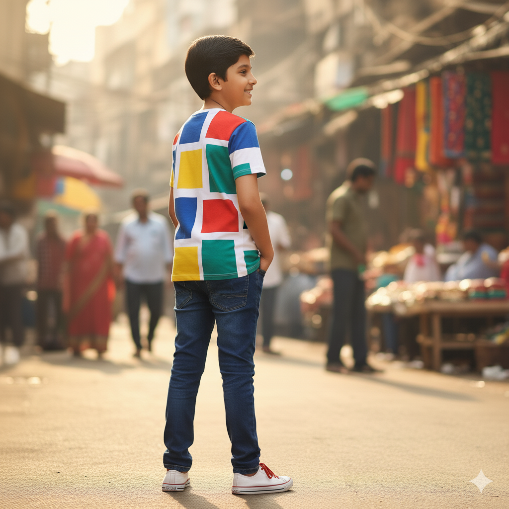 Boys' Geometric Block T-Shirt (7 Years) - Image 2