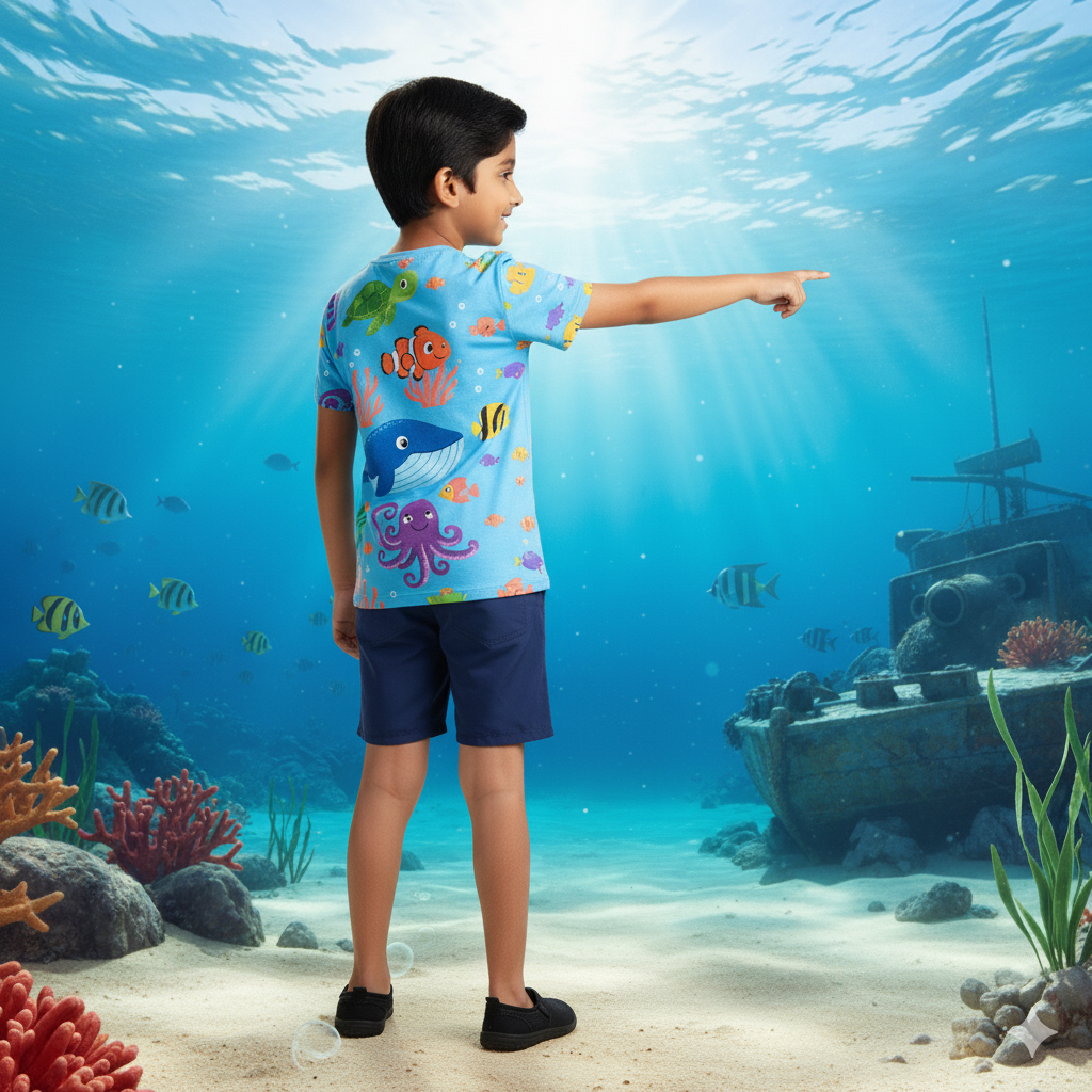 Boys' Ocean Marine T-Shirt (7-8 Years) - Image 2