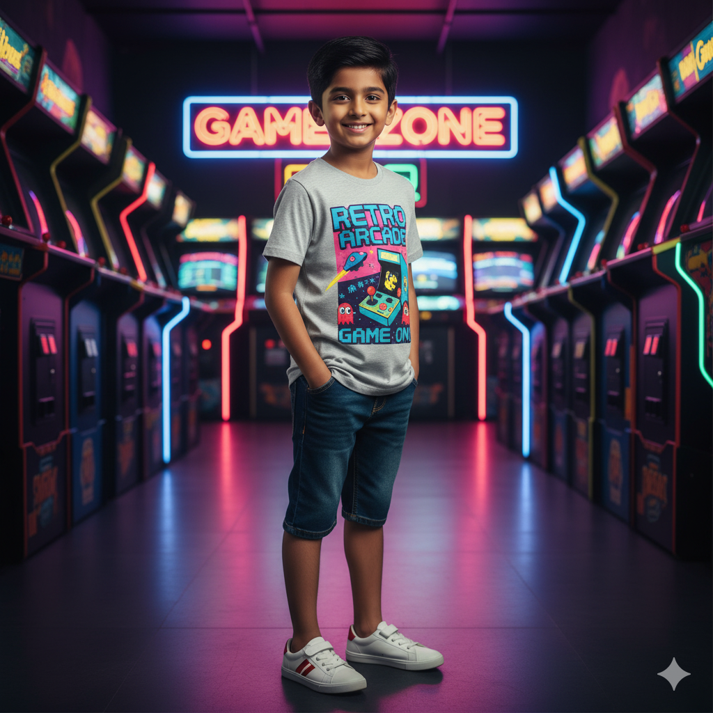Boys' Retro Arcade Print T-Shirt (7-8 Years) - Image 4