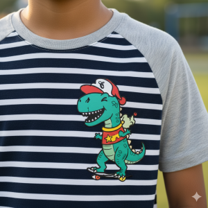 Boys' Striped Shoulder Print T-Shirt (7-8 Years)