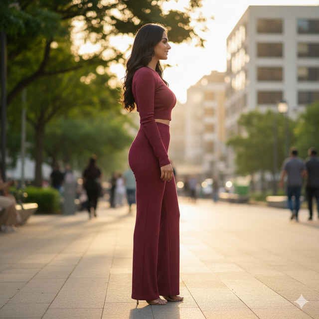 Burgundy Ribbed Co-ord Set - Image 2