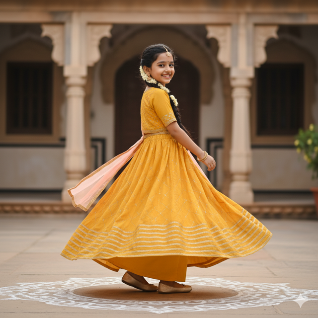 Chanderi Lehenga Choli with Gota - Image 2