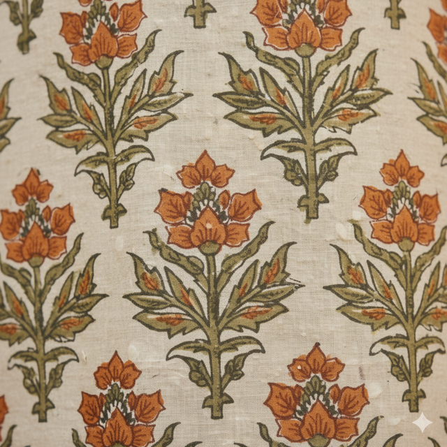 Cream Block Print Kurta Suit - Image 3