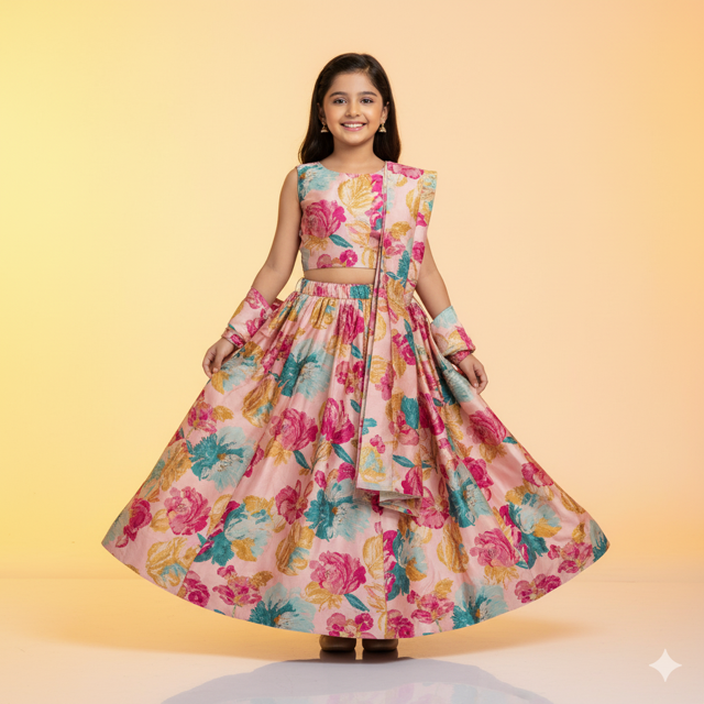 Digital Print Silk Lehenga - Image 2