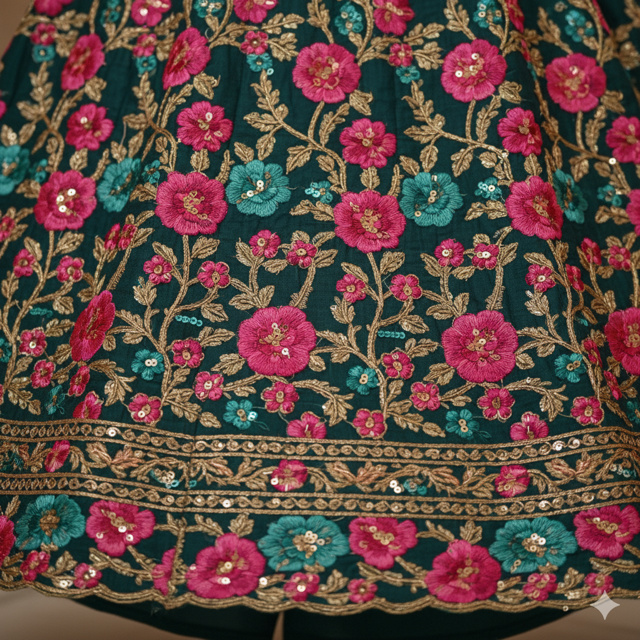 Floral Embroidered Lehenga - Image 3