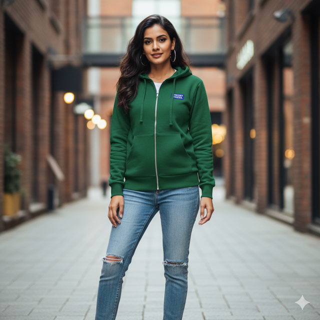 Green Zip Hoodie