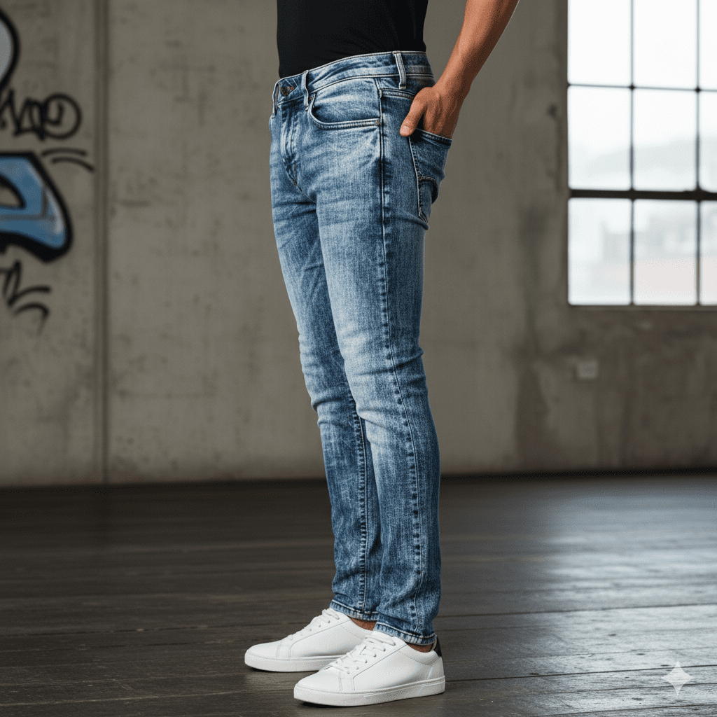 Men's Acid Wash Slim Jeans - Image 3