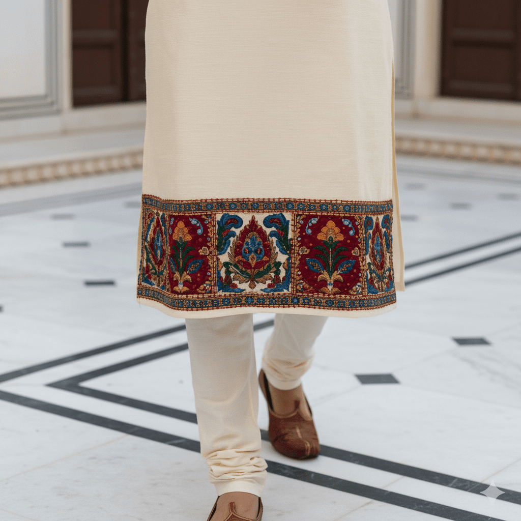 Men's Appliqué Work Kurta - Image 4
