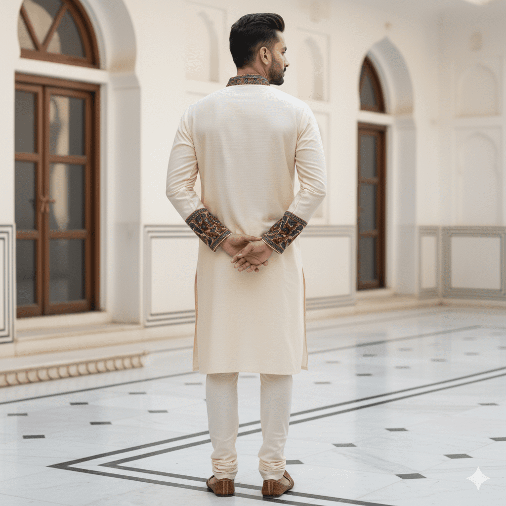 Men's Appliqué Work Kurta - Image 2
