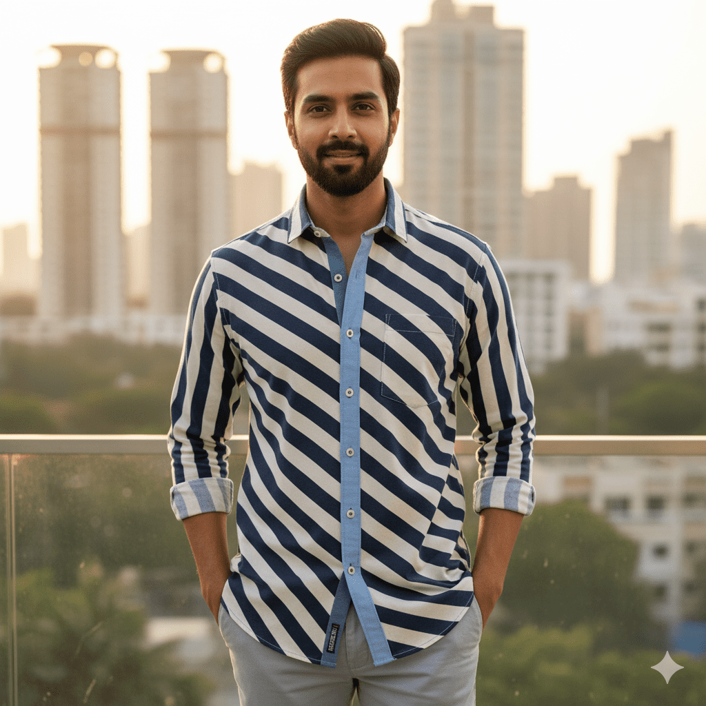 Men's Diagonal Stripe Shirt - Image 4