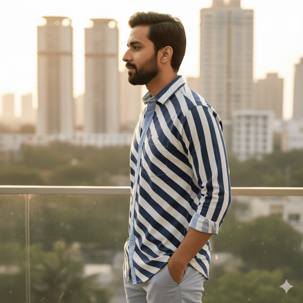 Men's Diagonal Stripe Shirt - Image 2