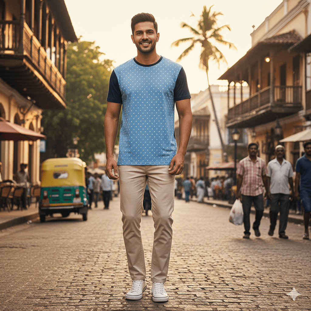 Men's Dotted Half-Sleeve T-Shirt