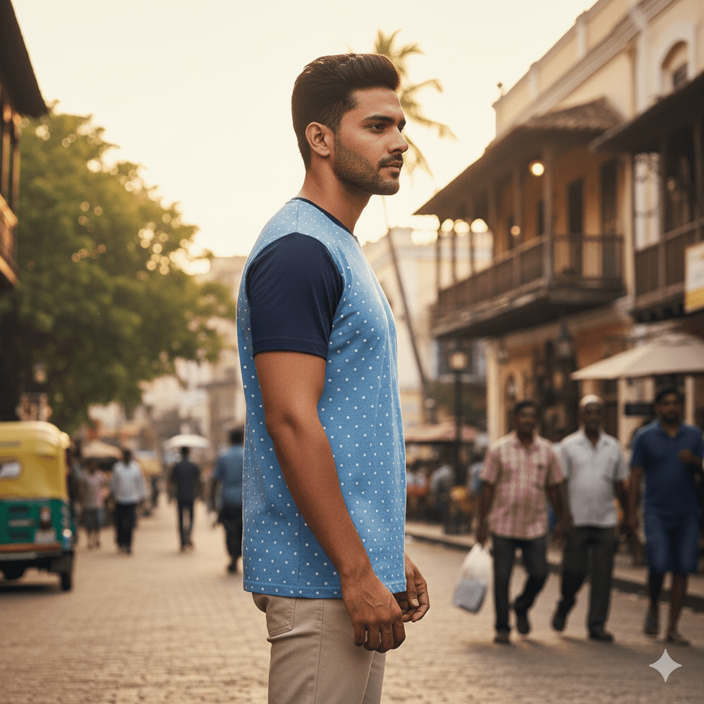 Men's Dotted Half-Sleeve T-Shirt - Image 3