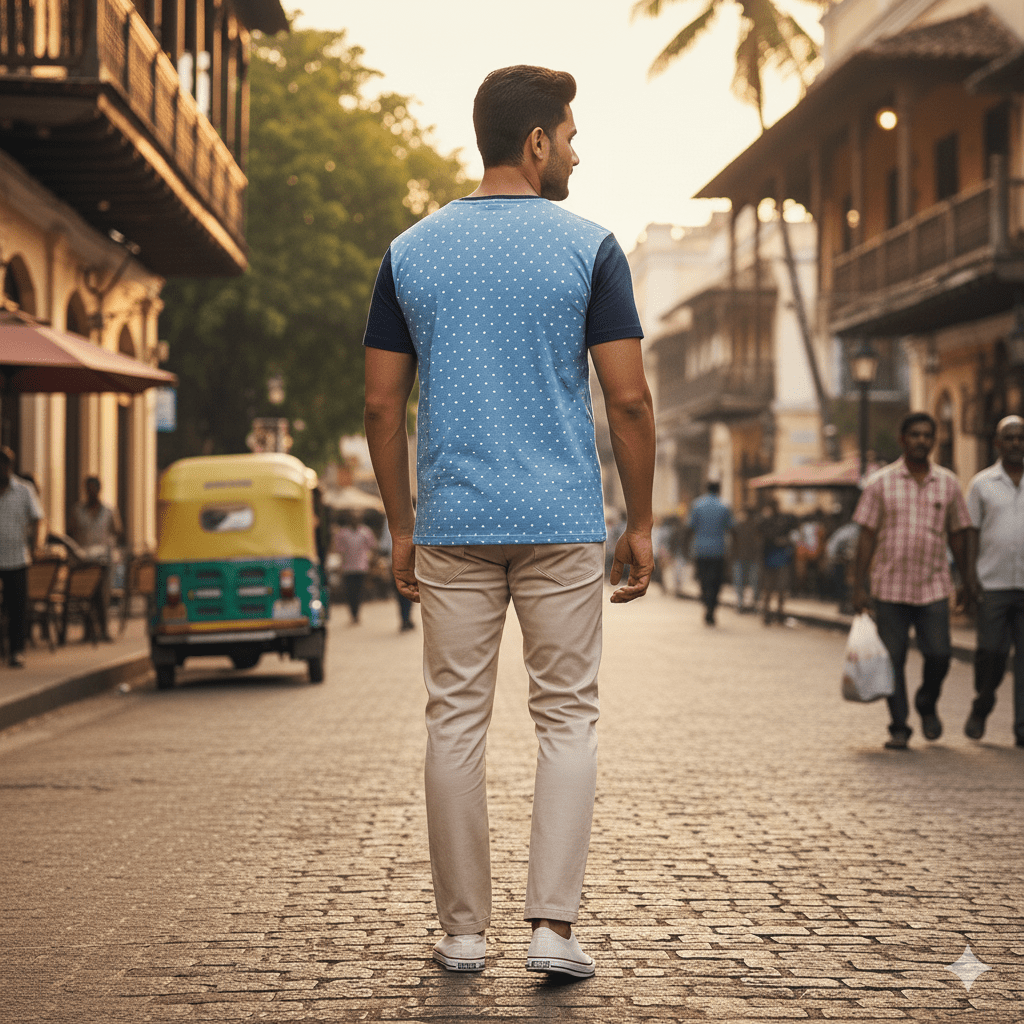 Men's Dotted Half-Sleeve T-Shirt - Image 2