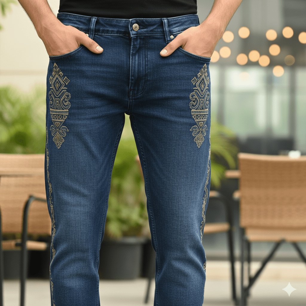 Men's Embroidered Detail Jeans