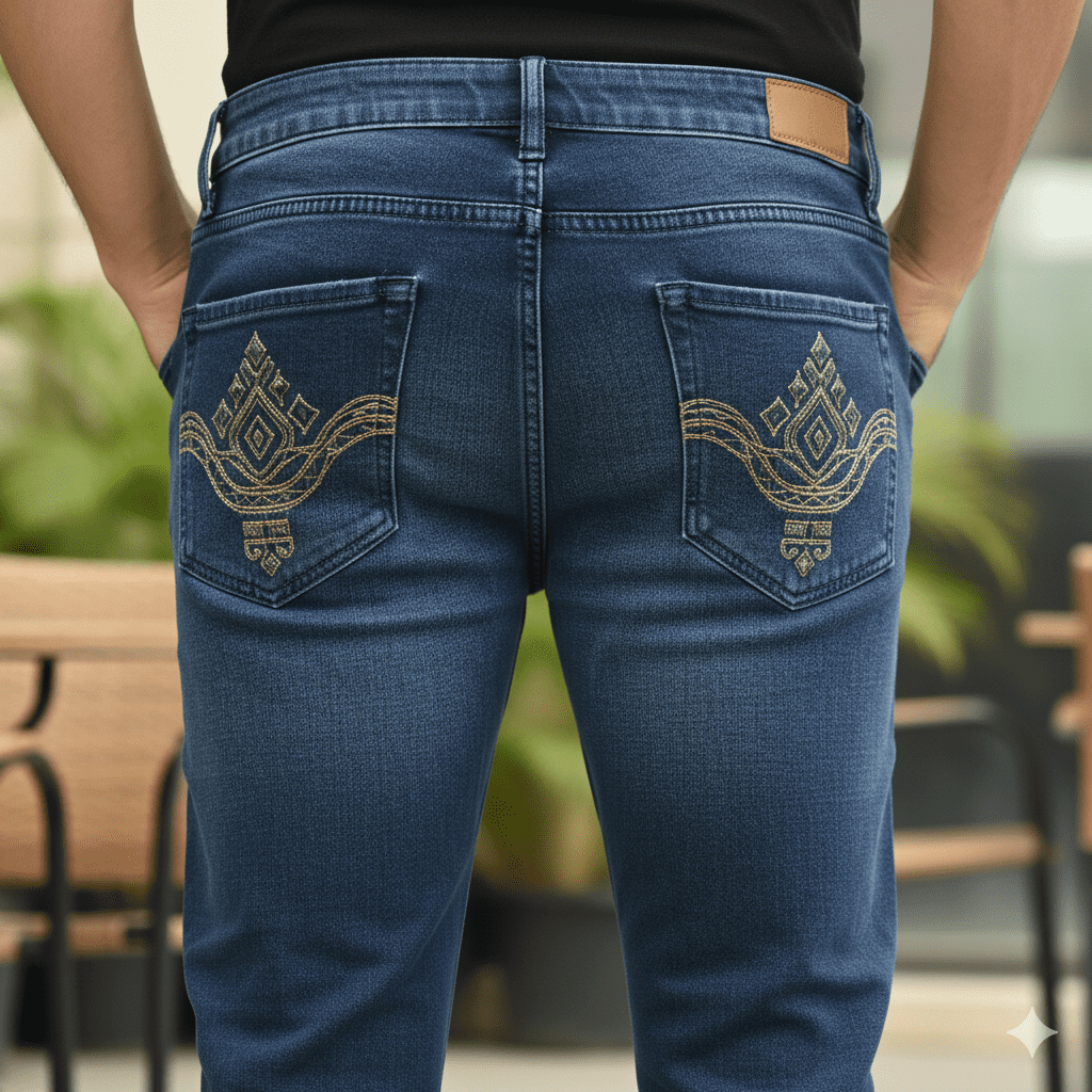 Men's Embroidered Detail Jeans - Image 2