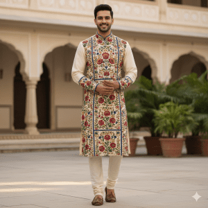 Men's Floral Embroidery Kurta