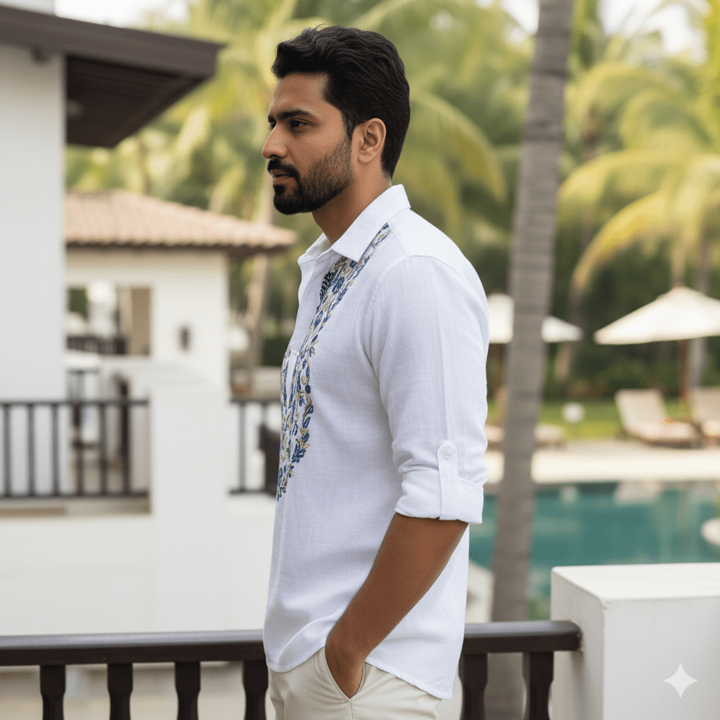 Men's Floral Embroidery Shirt - Image 3