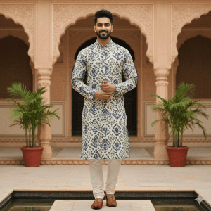 Men's Hand-Block Print Kurta
