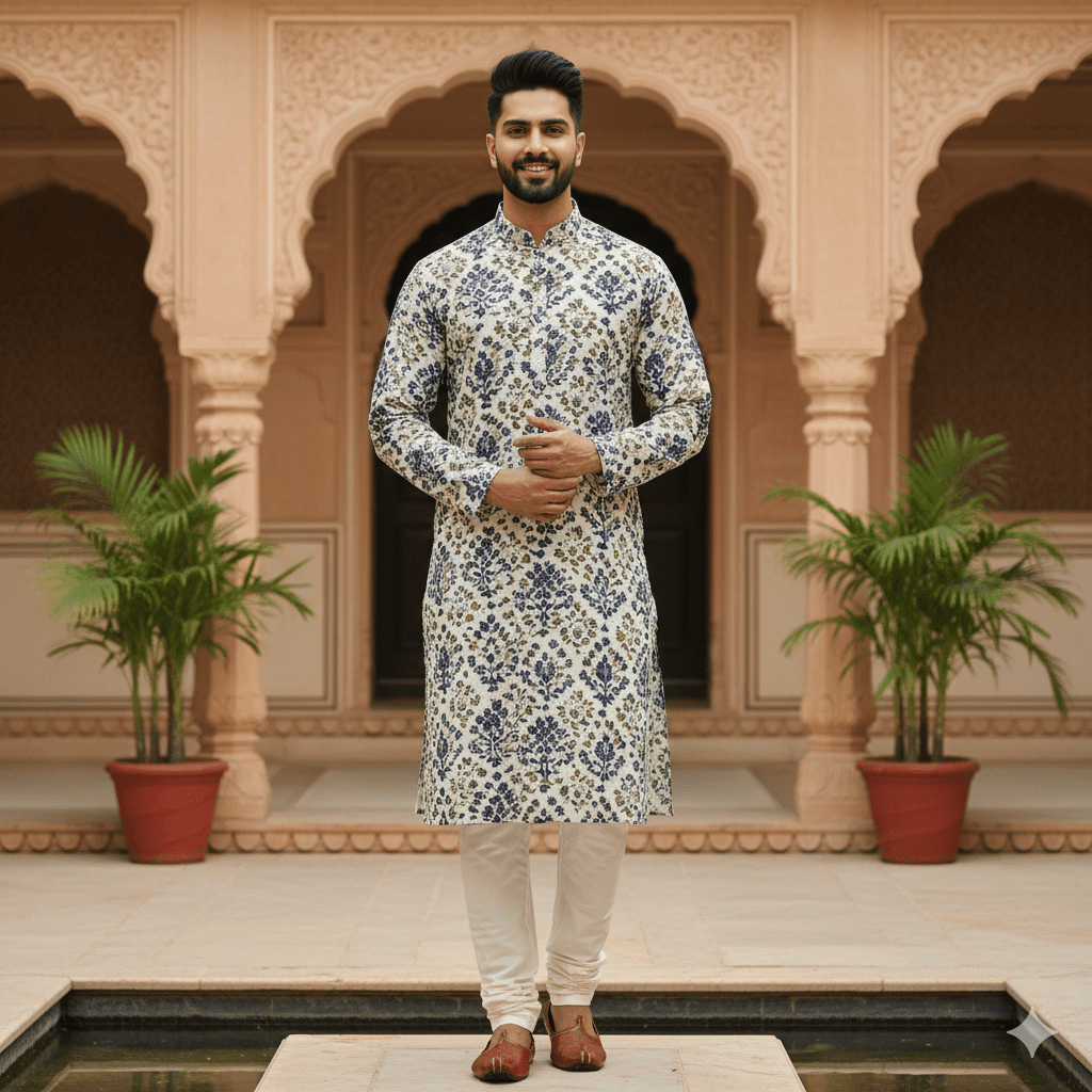 Men's Hand-Block Print Kurta