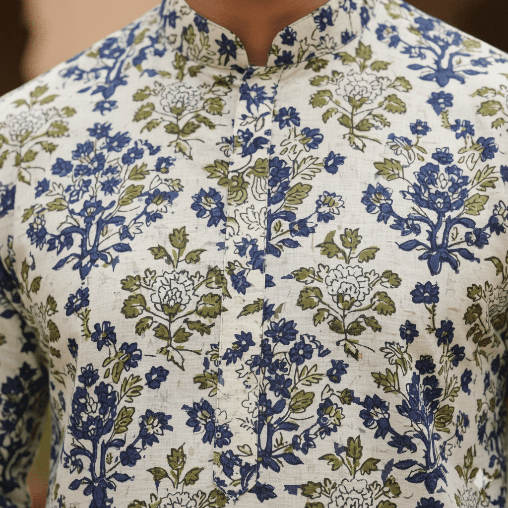 Men's Hand-Block Print Kurta - Image 3