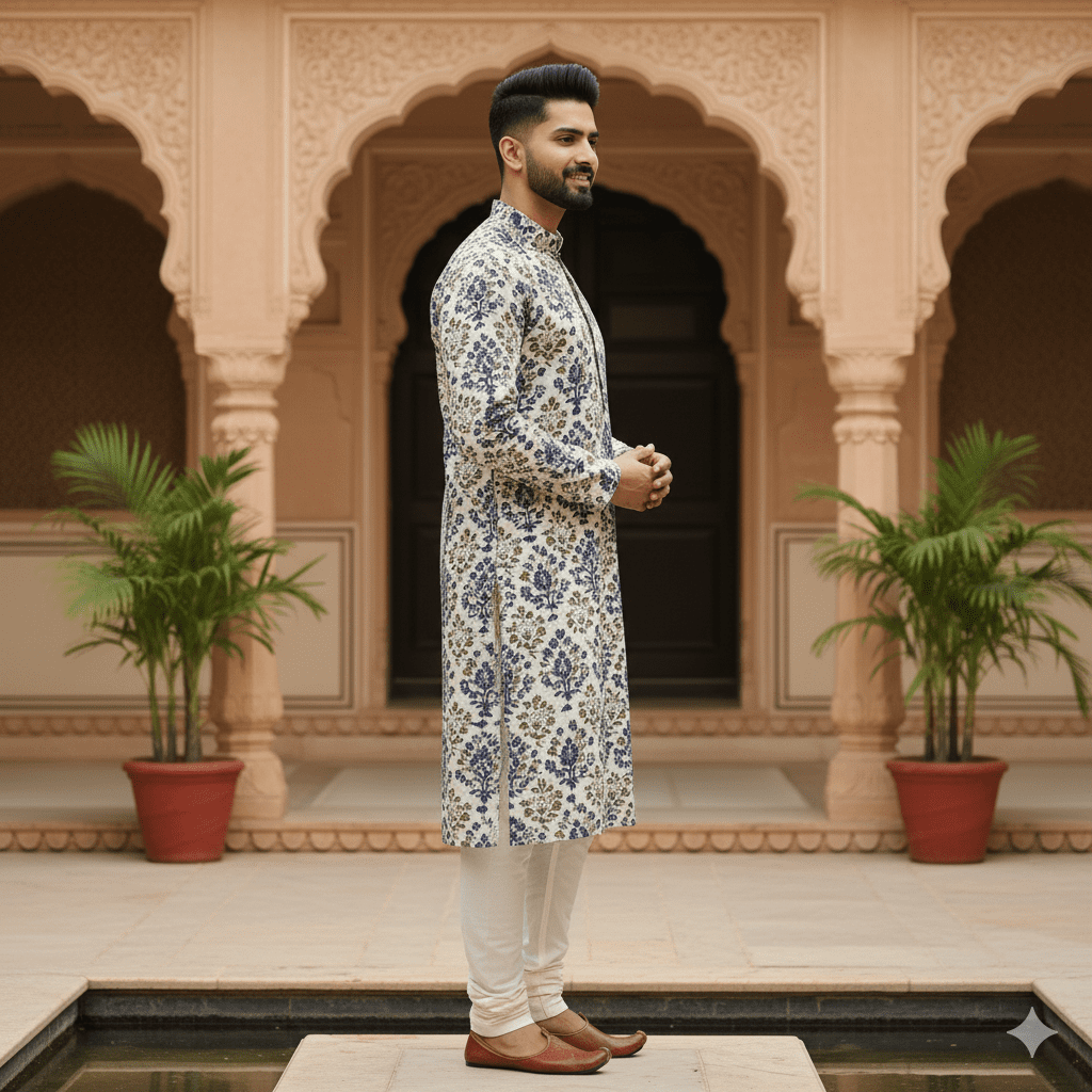 Men's Hand-Block Print Kurta - Image 4