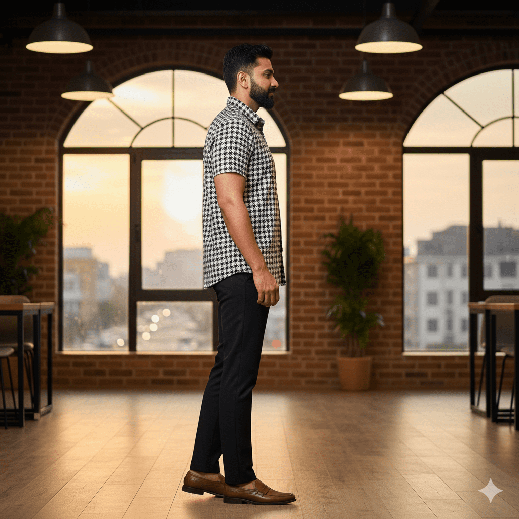 Men's Houndstooth Print Shirt - Image 3