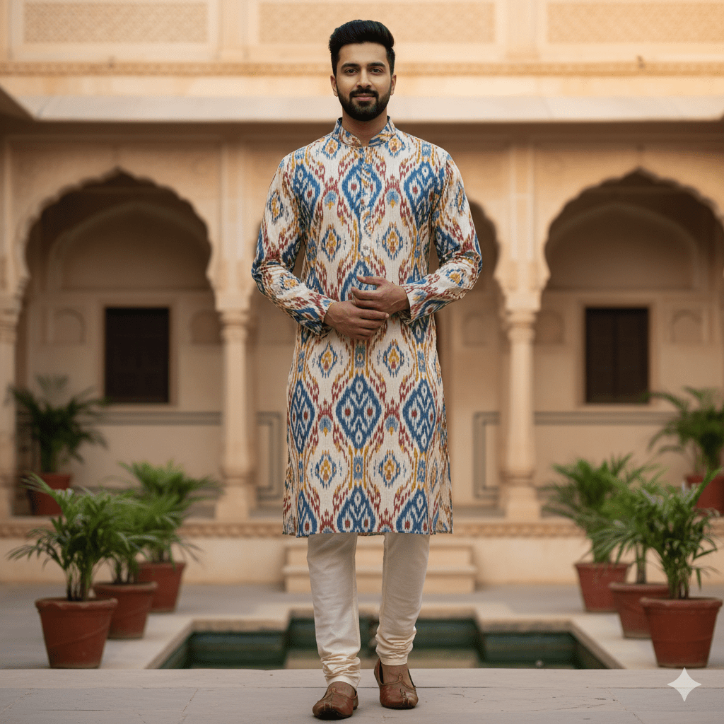 Men's Ikat Print Kurta