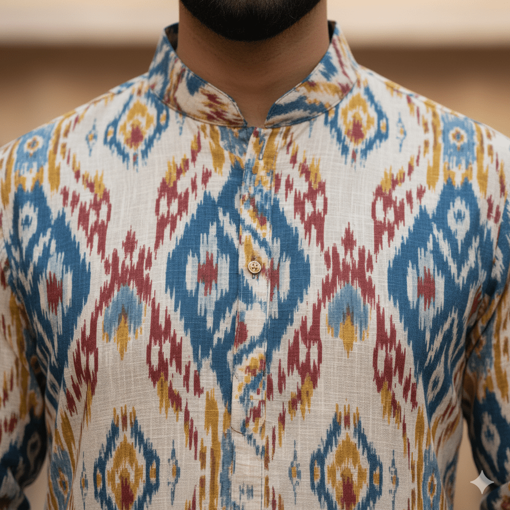 Men's Ikat Print Kurta - Image 4