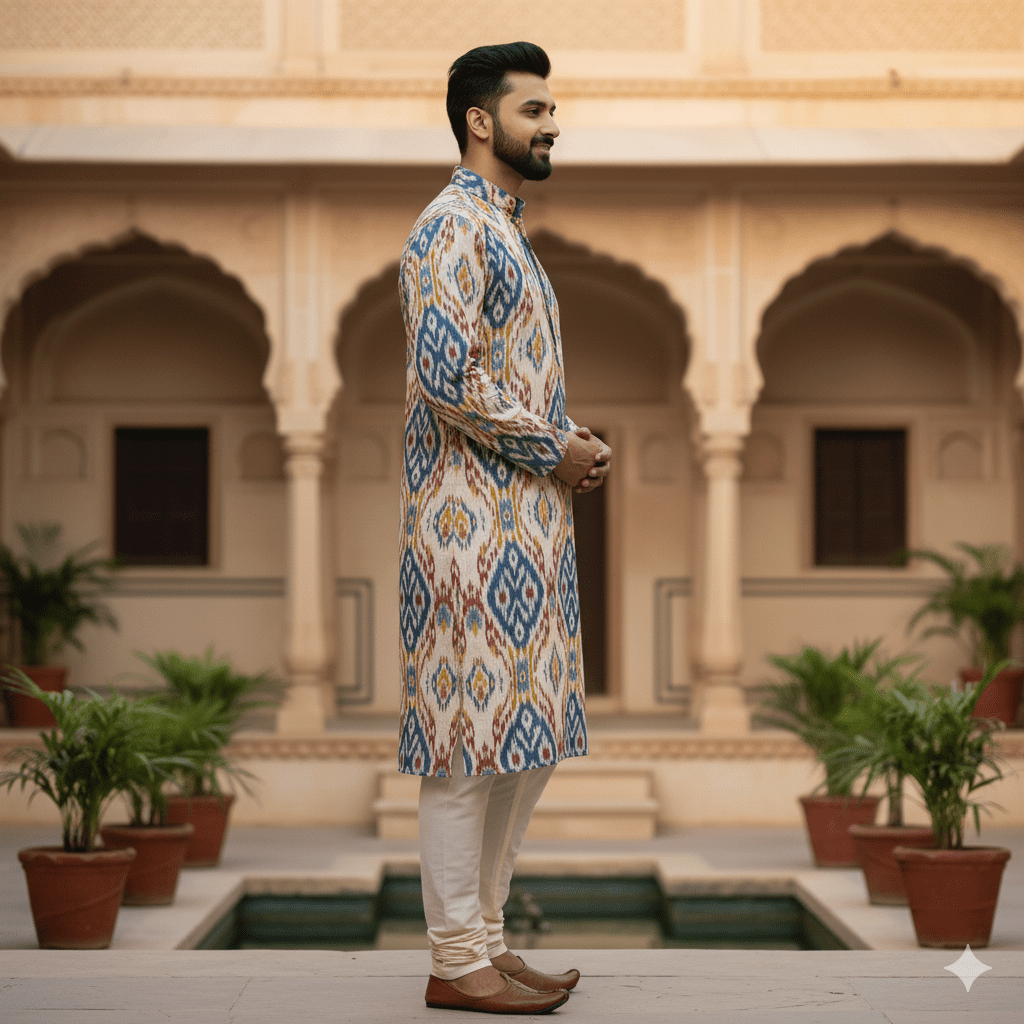 Men's Ikat Print Kurta - Image 3