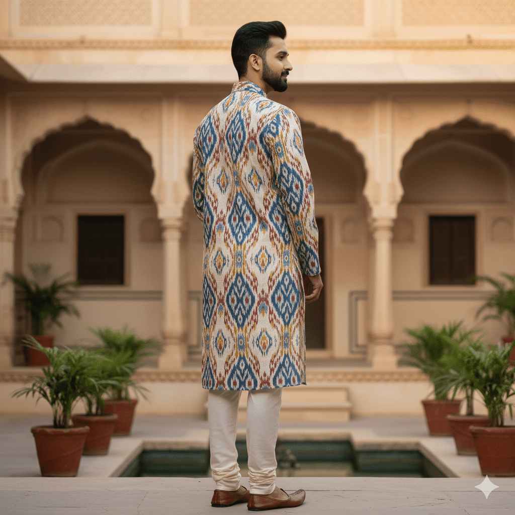 Men's Ikat Print Kurta - Image 2