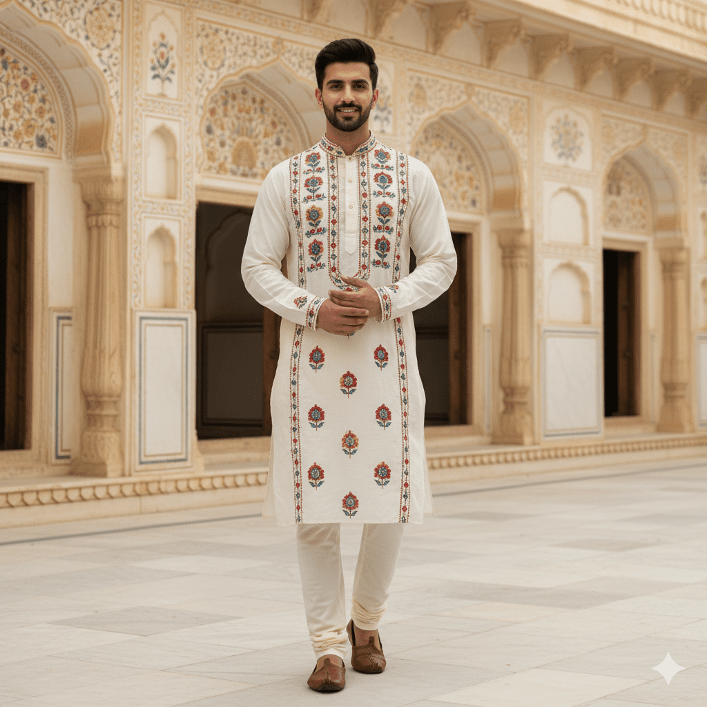 Men's Kantha Stitch Kurta - Image 4