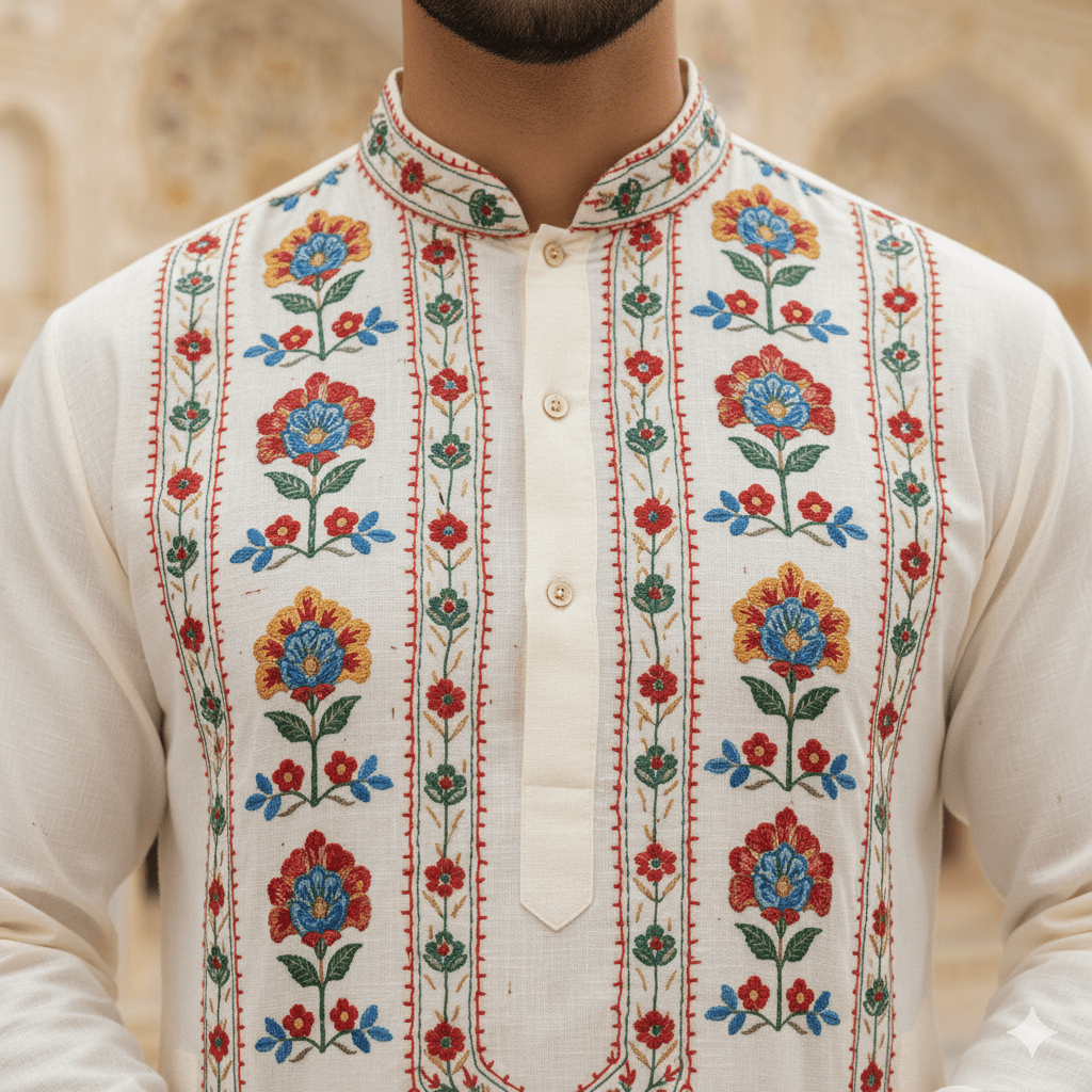 Men's Kantha Stitch Kurta