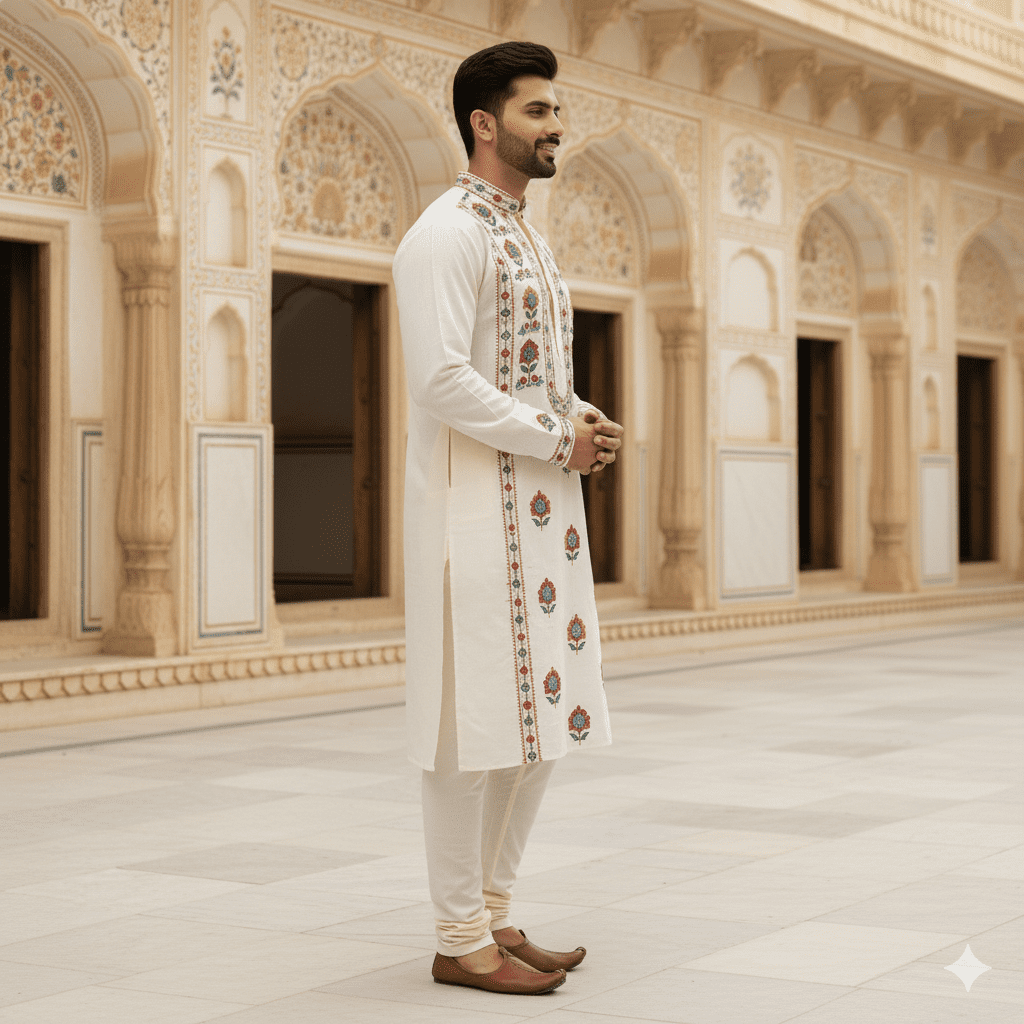 Men's Kantha Stitch Kurta - Image 3