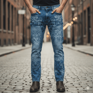 Men's Laser Print Jeans