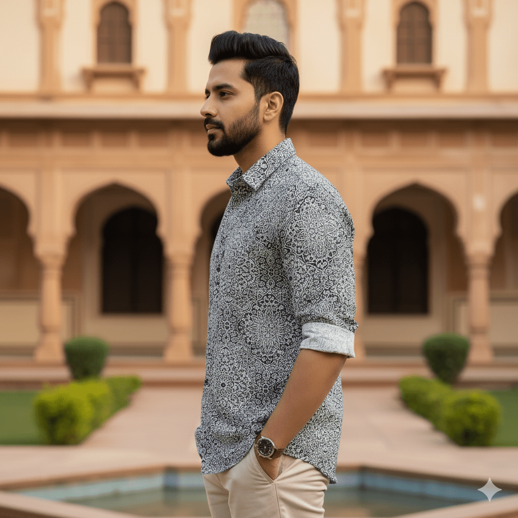 Men's Mandala Print Casual Shirt - Image 3