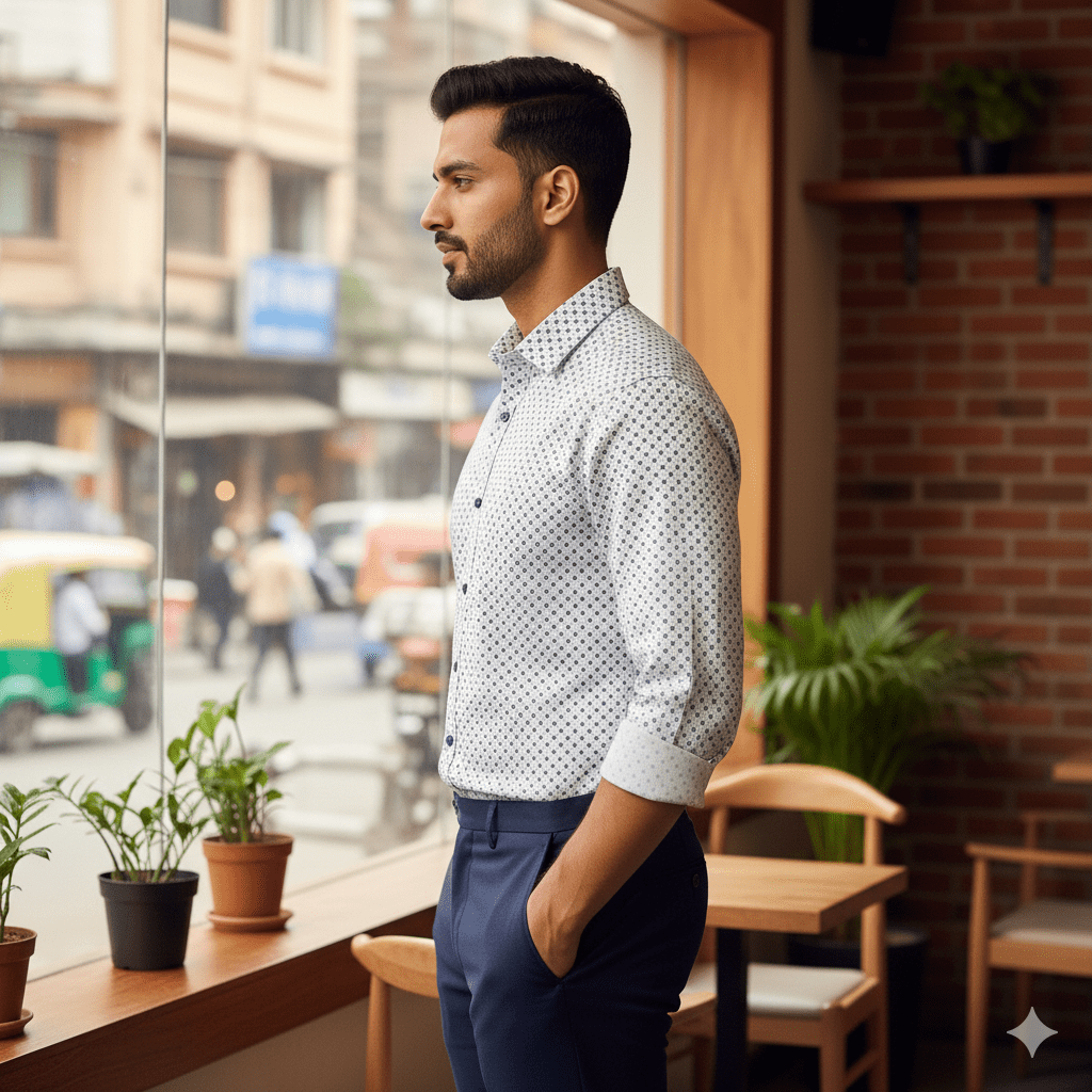 Men's Micro-Dot Pattern Shirt - Image 3