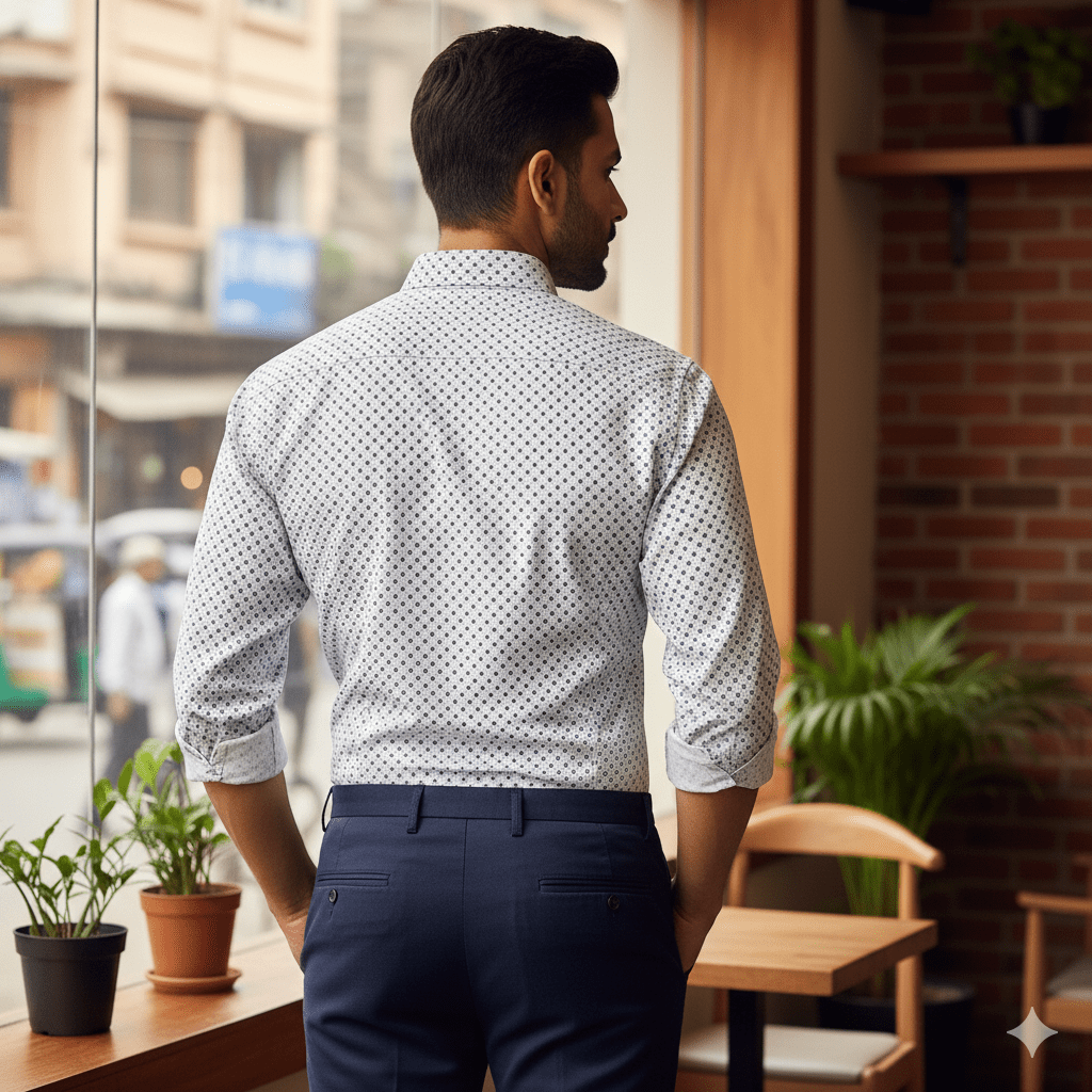 Men's Micro-Dot Pattern Shirt - Image 2