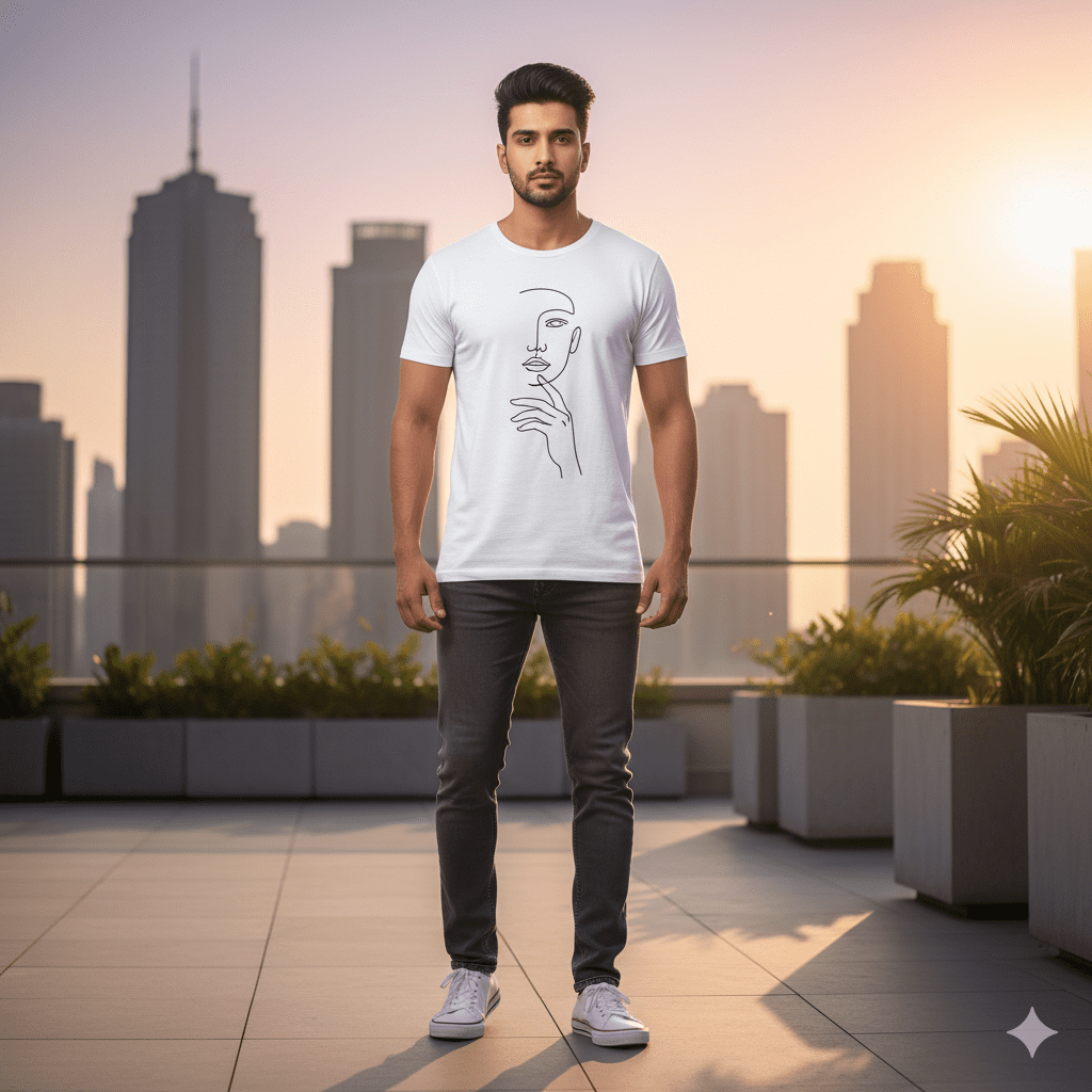 Men's Minimalist Line Art T-Shirt - Image 4